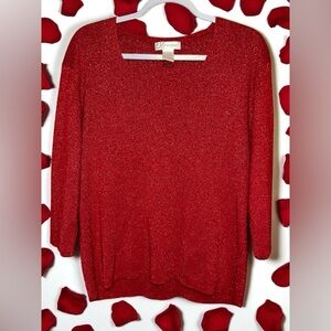 Dressbarn Woman Sparkling Red Sweater size 22/24‎ EUC